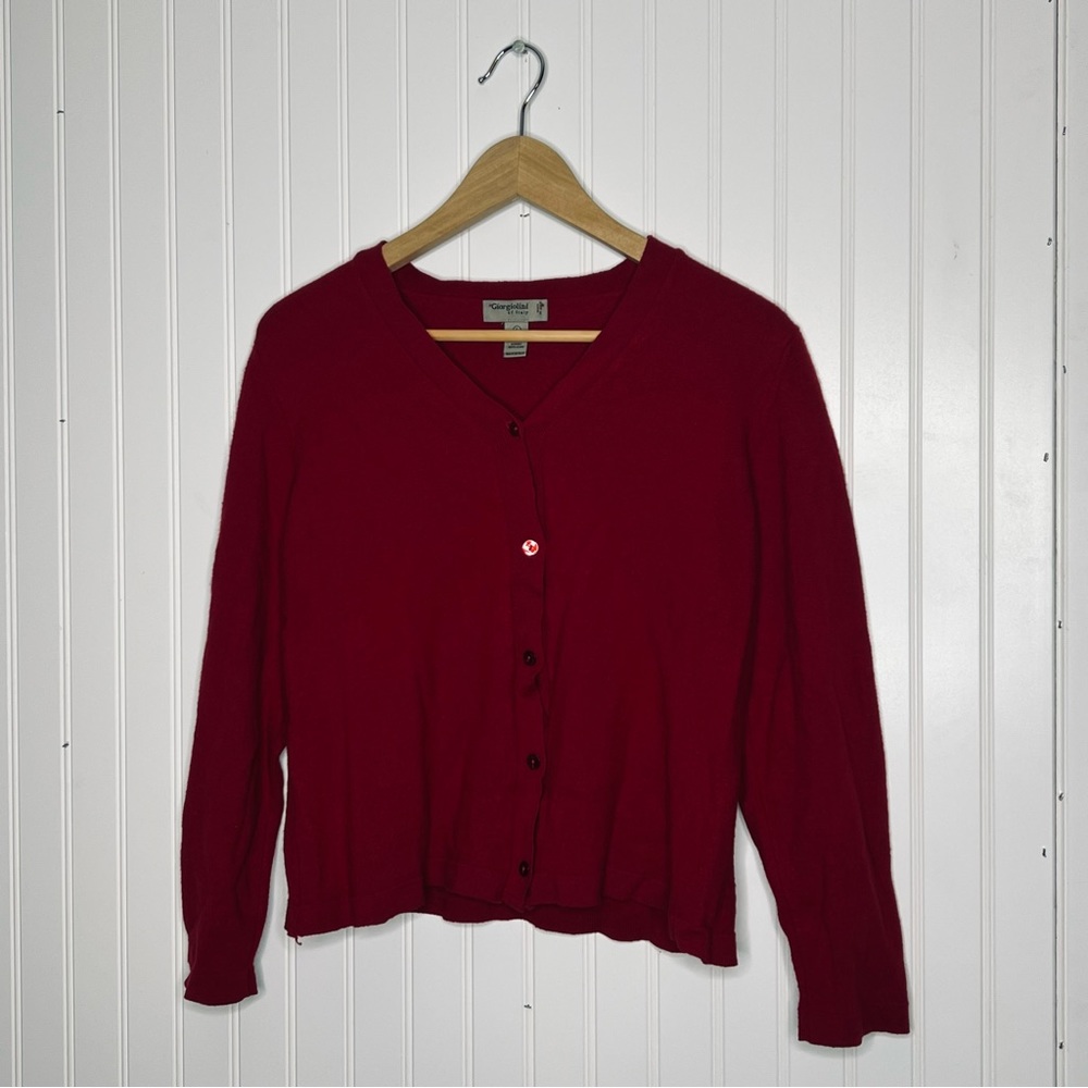 Giorgiolini of Italy Extra Fine Merino Wool Button Front Cardigan Sweater Large